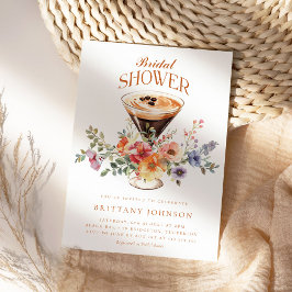 Convites Chá de panela Elegante Floral Espresso Martini