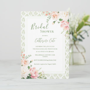 Convites Chá de panela Elegante Floral Floral de Pêssego Ro