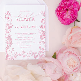 Convites Chá de panela Elegante Floral Floral, Vitoriano, R