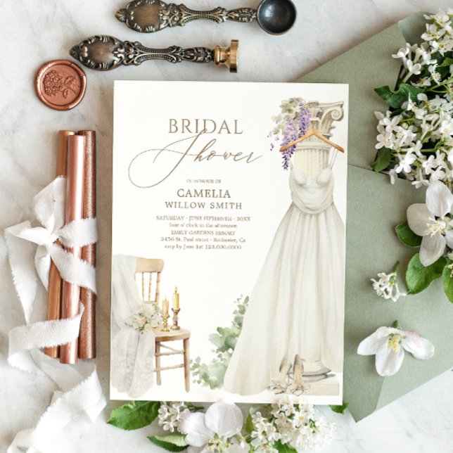 Convites Chá de panela Elegante Greenery Mediterrânica (Criador carregado)