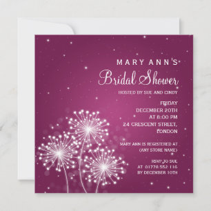 Convites Chá de panela Elegante Merlot Sparkle Rosa