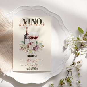 Convites Chá de panela Elegante Moden Vino Antes do Vows