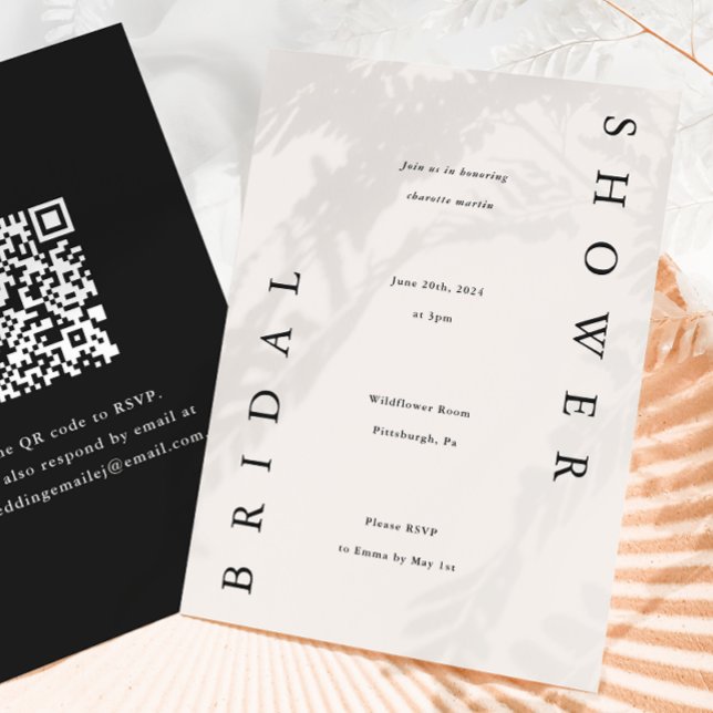 Convites Chá de panela Elegante Preto e Taupe (Criador carregado)