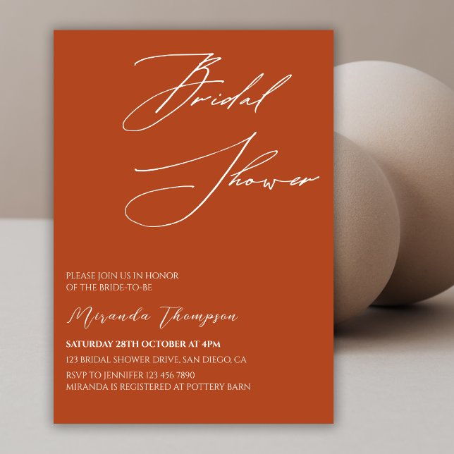 Convites Chá de panela Elegante Terracotta Mínimo (Criador carregado)