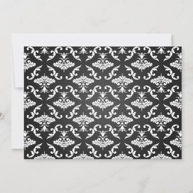 Convites Chá de panela elegante - Vintage Damask Black (Frente)