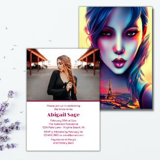 Convites Chá de panela em Torre Eiffel de Paris Moderno Neg