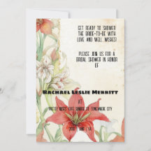 Chá de panela Ephemera de Lillies Brancos e Vermel