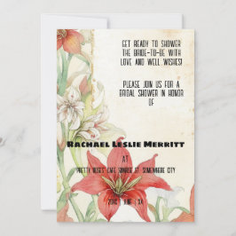 Convites Chá de panela Ephemera de Lillies Brancos e Vermel