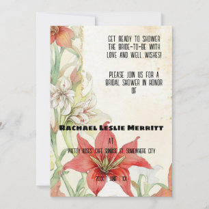 Convites Chá de panela Ephemera de Lillies Brancos e Vermel