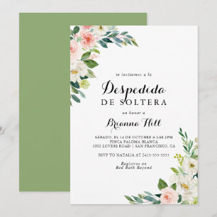 Convites Chá de panela Espanhol de Folhagem Verde Floral S