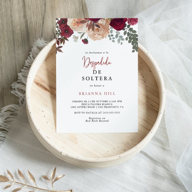 Convites Chá de panela Espanhol Floral Rosa-Rosa-Rosa (Criador carregado)