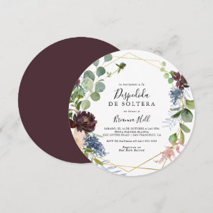 Convites Chá de panela espanhol geométrico Dourado Burgun