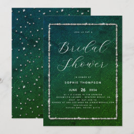 Convites Chá de panela Espelho Moderno Glitter Emerald