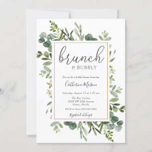 Convites Chá de panela Eucalipto Brunch e Bubble