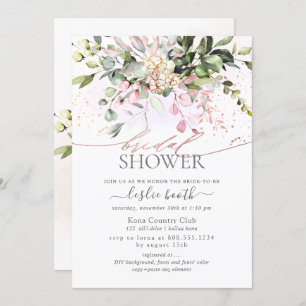 Convites Chá de panela Eucalyptus Blush Watercolor