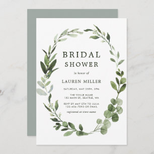 Convites Chá de panela Eucalyptus Green Wreath