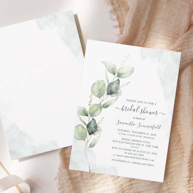 Convites Chá de panela Eucalyptus Greenery Foliage (Eucalyptus Greenery Foliage Bridal Shower Invitation)