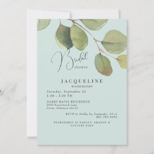 Convites Chá de panela Eucalyptus, Sage Luz Elegante