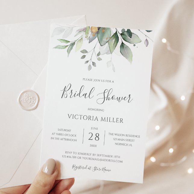 Convites Chá de panela Eucalyptus simplesmente elegante (Criador carregado)