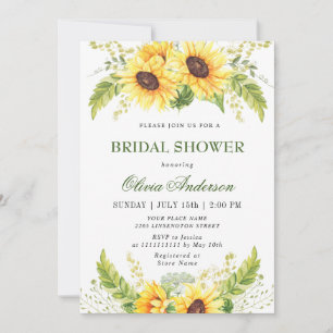 Convites Chá de panela Eucalyptus Sunflower Elegante
