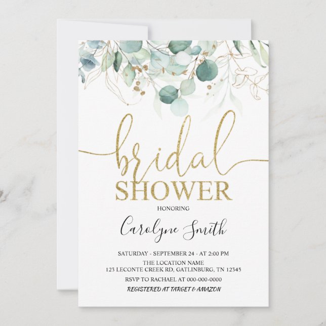 Convites Chá de panela Eucalyptus verde (Frente)