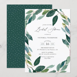 Convites Chá de panela Eucalyptus Wreath Watercolor
