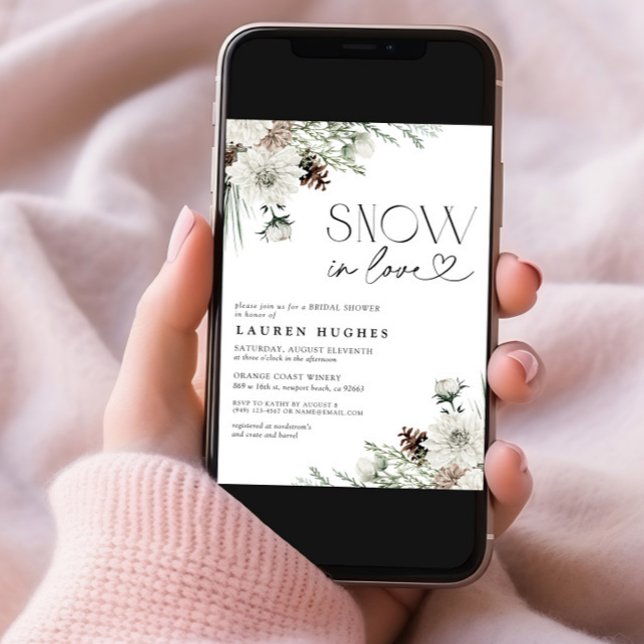 Convites Chá de panela Evergreen QR de neve apaixonada (Criador carregado)
