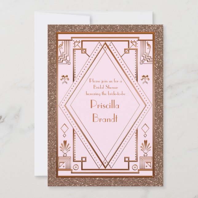 Convites Chá de panela,excelente Gatsby,brilho rosa (Frente)