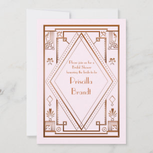 Convites Chá de panela,excelente Gatsby, cor-de-rosa dourad