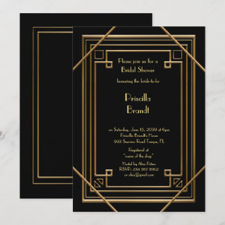 Convites Chá de panela,excelente Gatsby - preto-ouro