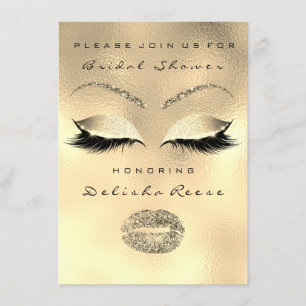 Convites Chá de panela Eye Dourado Sparkly Lábios Nr. 1 :)