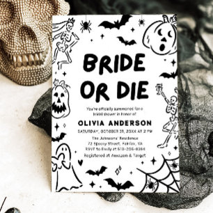 Convites Chá de panela Fantasma de Halloween Desenhado à Mã