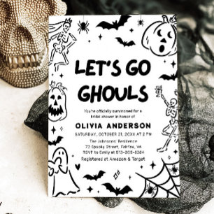 Convites Chá de panela Fantasma de Halloween Desenhado à Mã