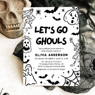 Convites Chá de panela Fantasma de Halloween Desenhado à Mã