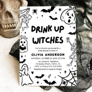 Convites Chá de panela Fantasma de Halloween Desenhado à Mã