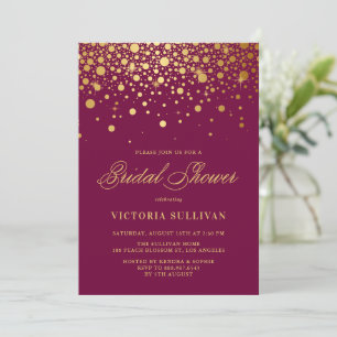 Convites Chá de panela Faux Gold Foil Confetti