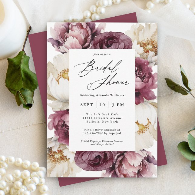 Convites Chá de panela feminino Rustic Floral Abundance (A beautifully feminine rustic botanical bridal shower invitation to personalize for your event.)