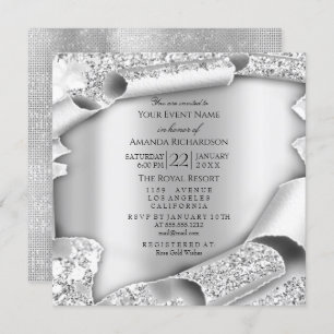 Convites Chá de panela festa de aniversário Prata Cinza 3D