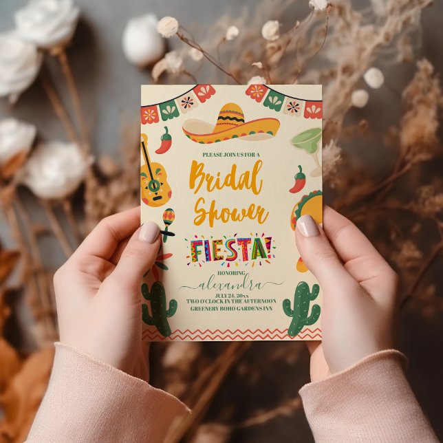 Convites Chá de panela Fiesta Mexicano Amarelo rosa (Criador carregado)