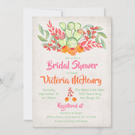 Convites Chá de panela Fiesta Mexicano Watercolor Cactus