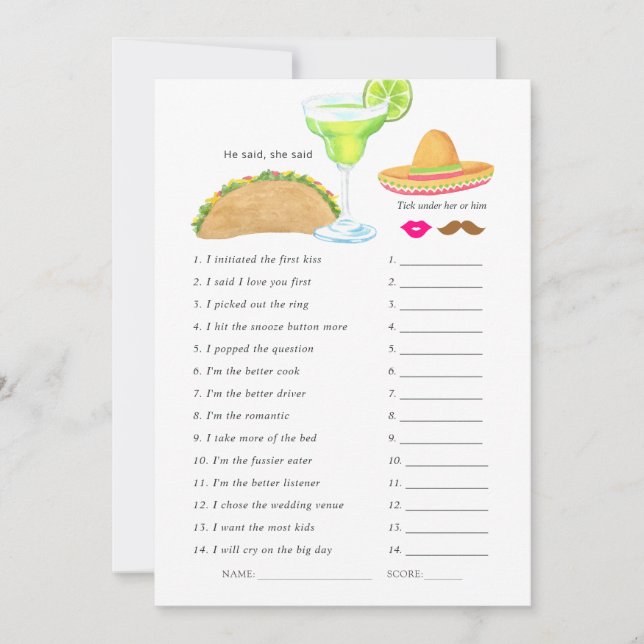 Convites Chá de panela Fiesta Taco Mexicano (Frente)