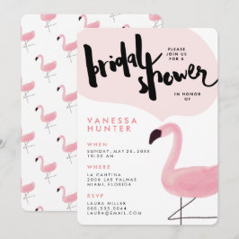 Convites Chá de panela Flamingo Rosa na moda