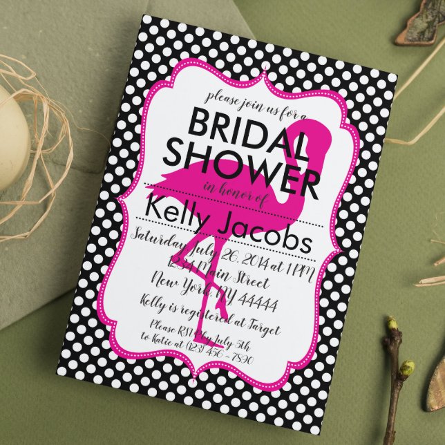 Convites Chá de panela Flamingo Rosa Polkadot (Criador carregado)