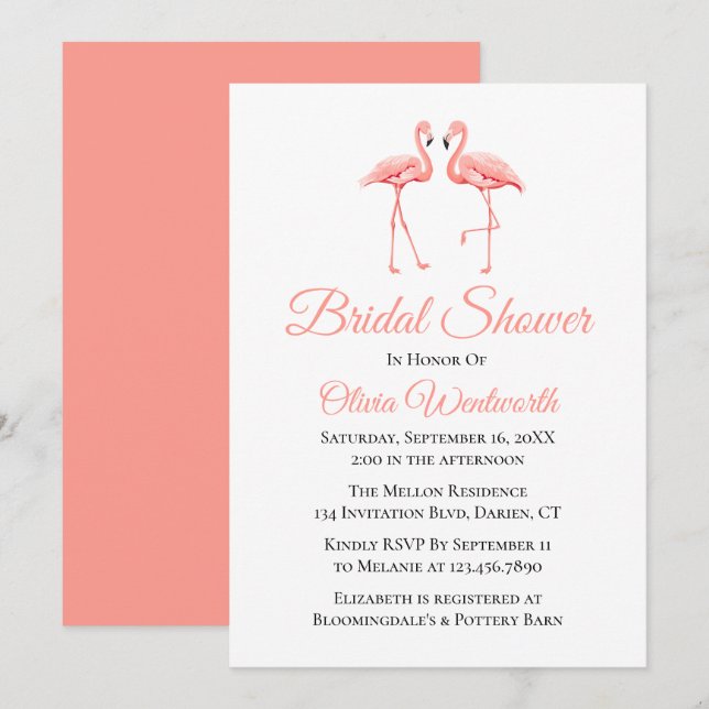 Convites Chá de panela Flamingo, Rosa Tropical, Bonito (Frente/Verso)