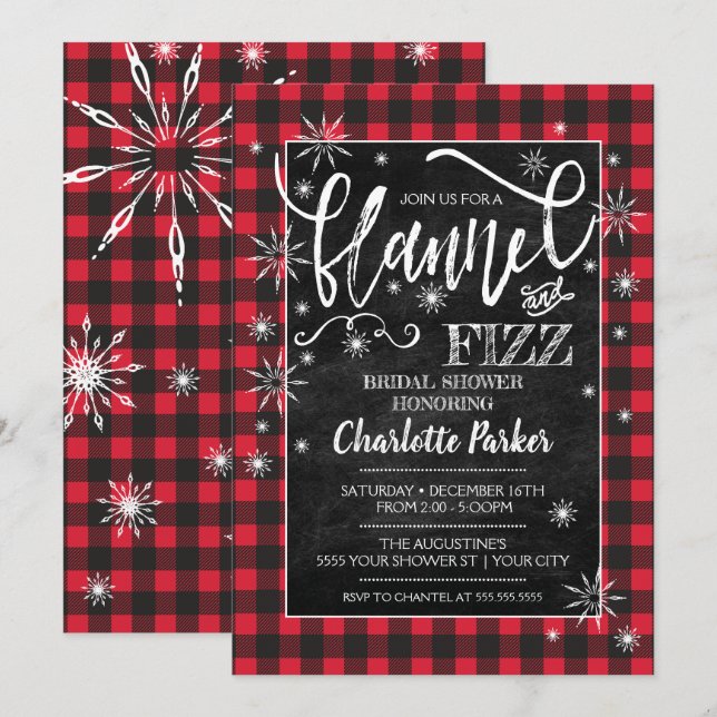 Convites Chá de panela Flannel & Fizz (Frente/Verso)