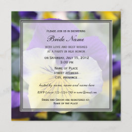 Convites Chá de panela, flor azul pansível