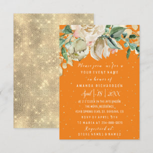 Convites Chá de panela Flor Brunch Mint Orange Confetti