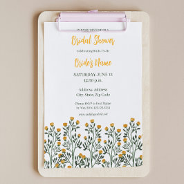 Convites Chá de panela Floral Amarelo