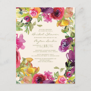 Convites Chá de panela Floral Amarelo-Laranja-Roxo