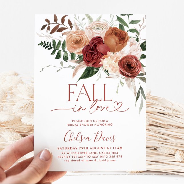 Convites Chá de panela Floral Apaixonado (Fall In Love - Bridal Shower Invitation)